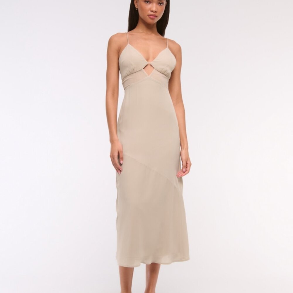 Abercrombie and Fitch Tie-Back Sheer Slip Midi Dress Size Medium, new with tags